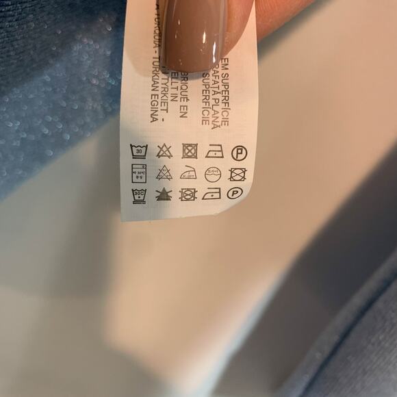 NWT ZARA long sleeve collared top keyhole cutout v-neck glitter y2k 90s 2928 - Picture 10 of 13